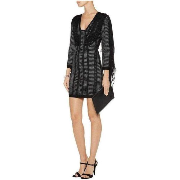 Herve Leger - Doutzen Plaited Chevron Fringe Dress - S - Picture 3 of 4